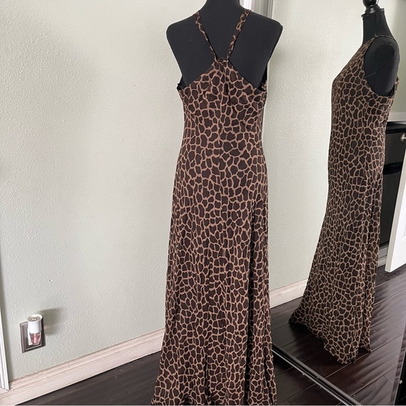 Lew Magram Vintage Animal Print Halter style Maxi Dress Size 8 - Picture 8 of 9